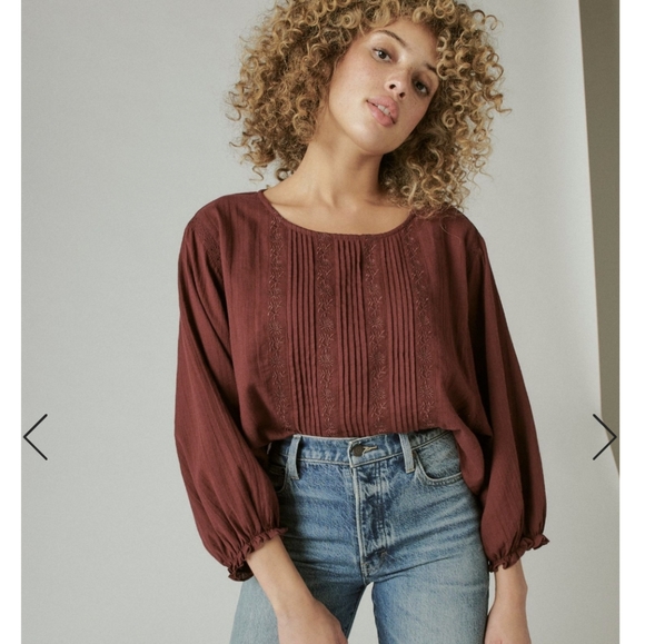 Lucky Brand Balloon Sleeve Blouse - Picture 1 of 8